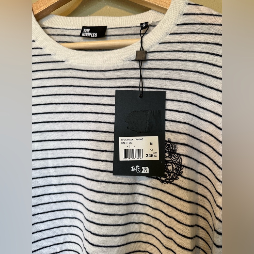 The Kooples Wool Cashmere Crest Striped Crewneck Sweater NWT Medium - Picture 8 of 9
